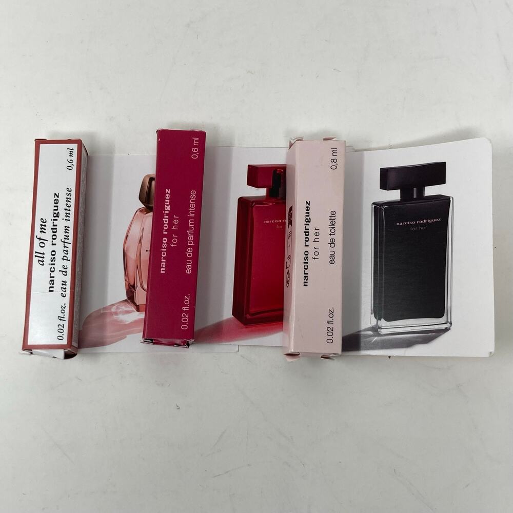 Narciso Rodriguez For Her EDT, EDP Intense, All Of Me EDP Intense Lot of 3 Vials